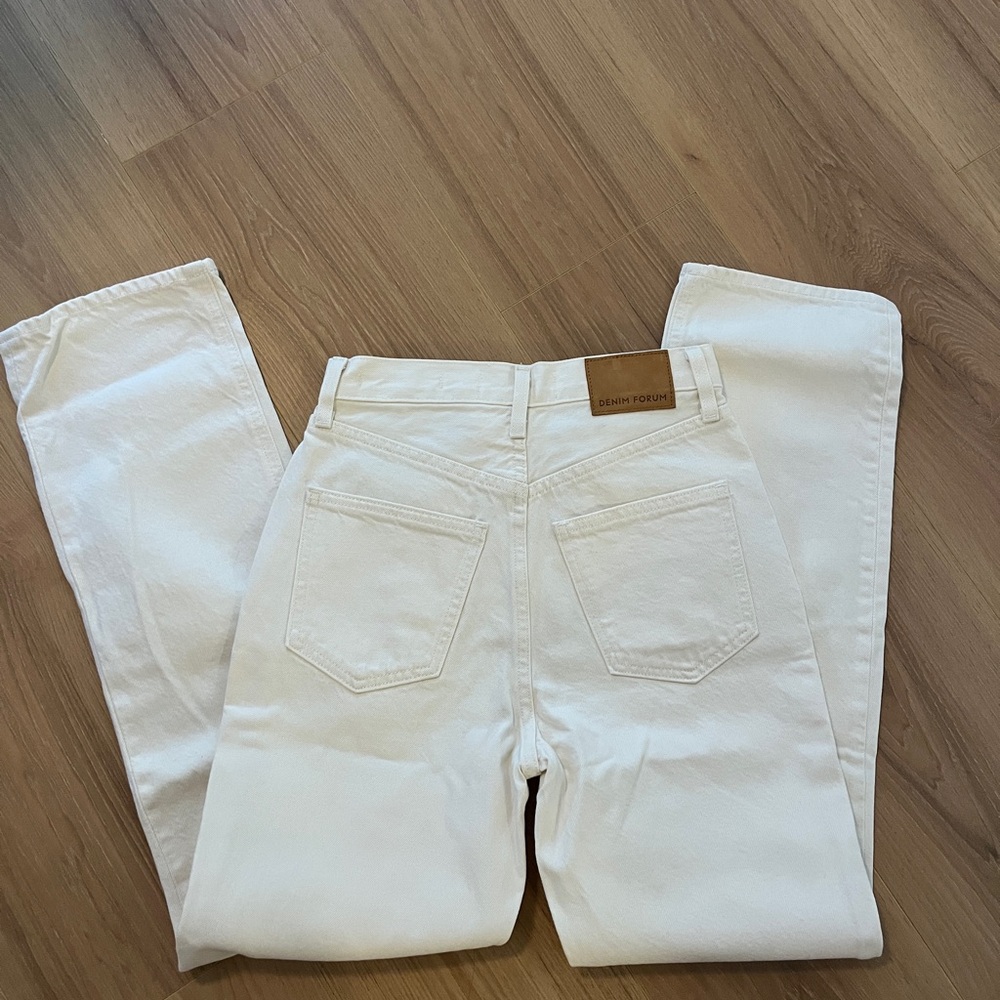 Denim Forum Joni High Rise Loose Jeans “Bone”